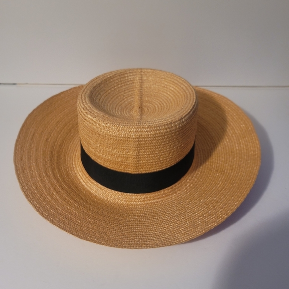 Vintage Jacki Straw/Panama Hat with Black Ribbon - Picture 2 of 6